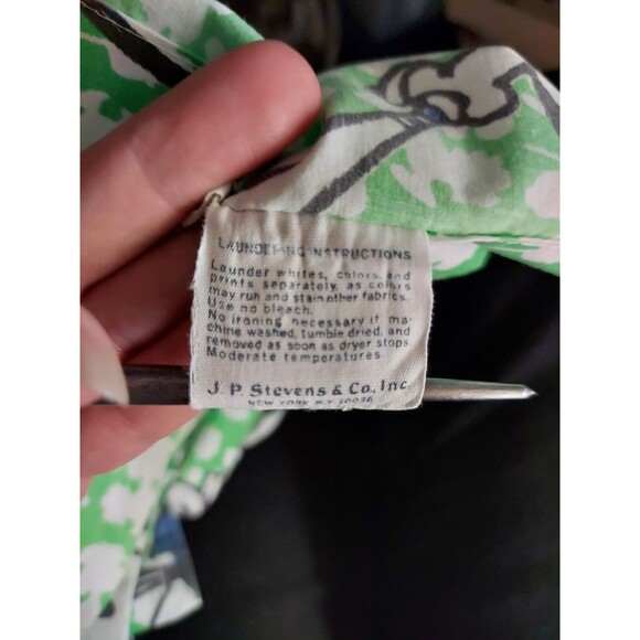 Snoopy Baseball Green White Twin Fitted Flat Pillow Sheet Set Vintage c. 1958 - Picture 5 of 14